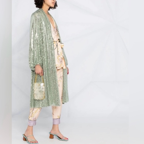 FORTE FORTE Green Glitter-embellished Coat size 1 - Picture 6 of 9